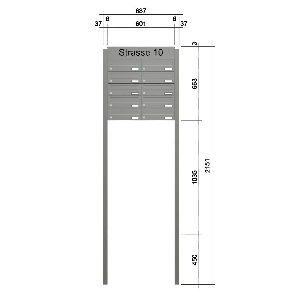 Briefkastenanlage freistehend mit Straßenname BF809