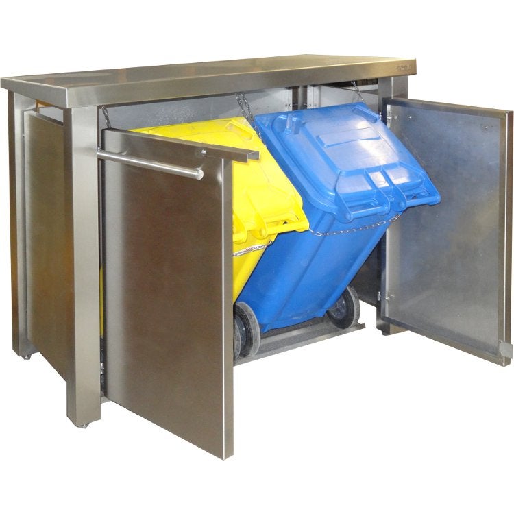 MB11 Edelstahl Mülltonnenbox 120/240 Liter mit flachdach