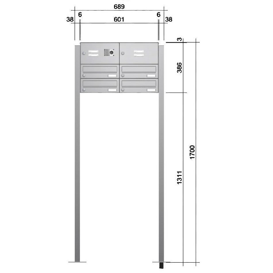 Knobloch Briefkastenanlage freistehend mit Klingel FS40HK