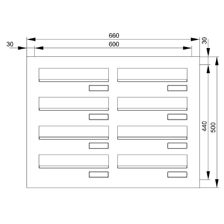 8 Türseitenteil Briefkastenanlage Edelstahl waagerechte Kästen TB4