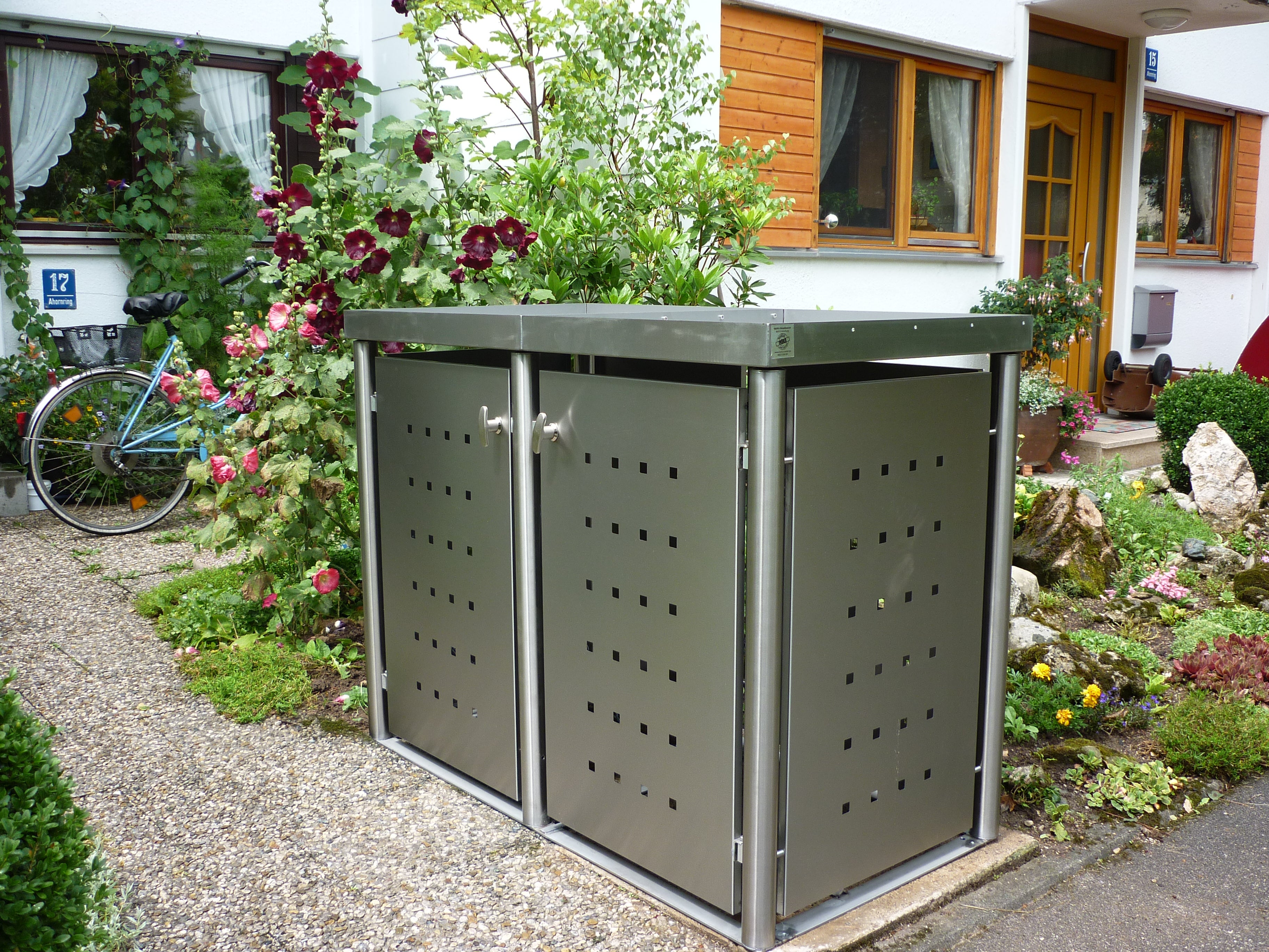 MB3 2er Mülltonnenbox aus Edelstahl 120/240 Liter