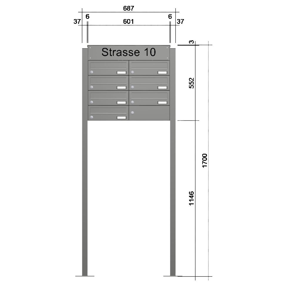 Briefkastenanlage freistehend mit Straßenname BF809