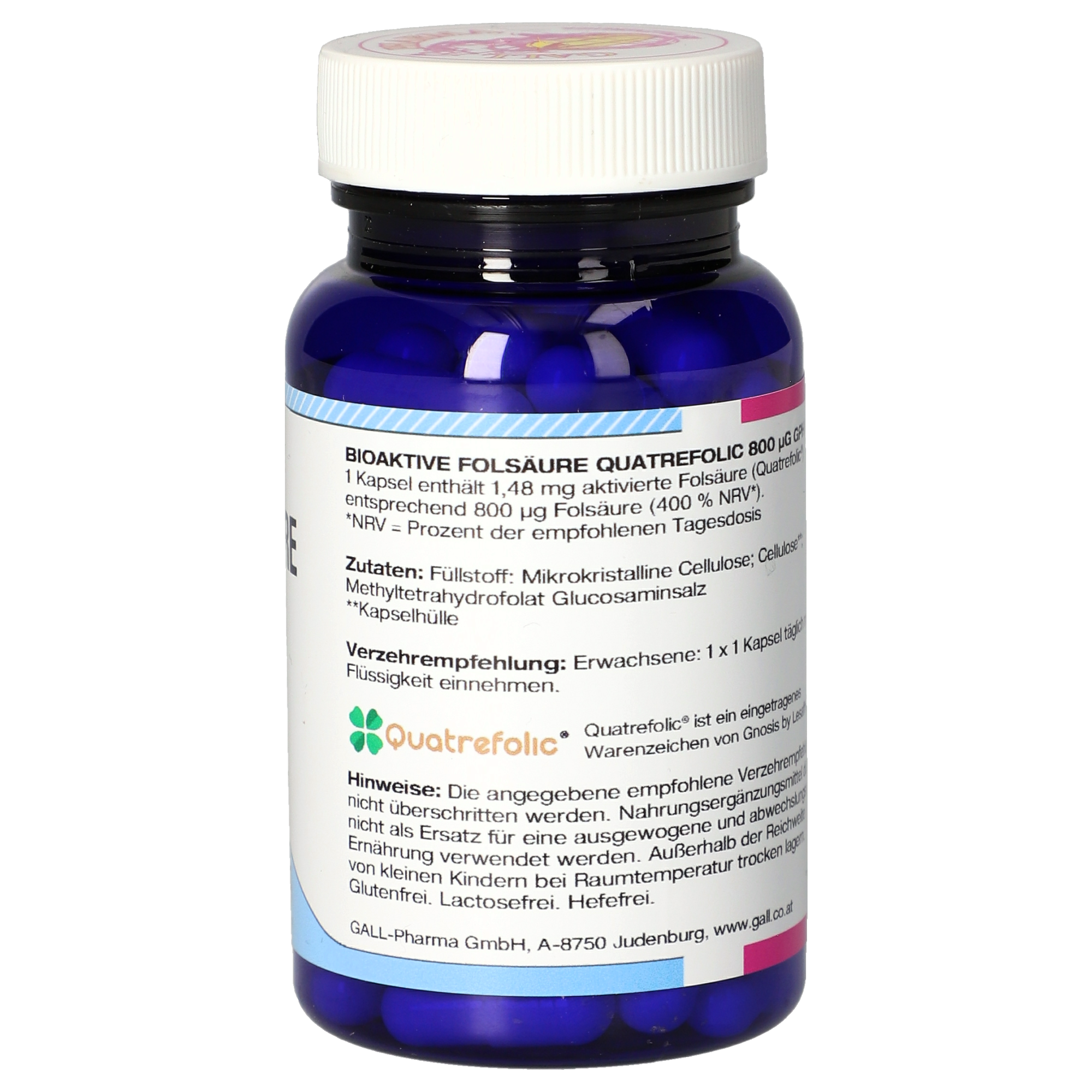 Bioaktive Folsäure Quatrefolic 800 µg GPH Kapseln
