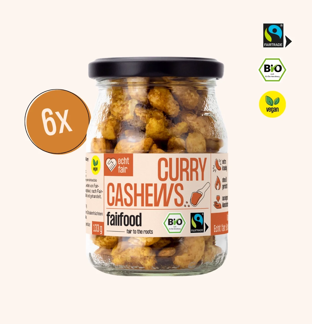 6x Pfandglas Curry Cashews