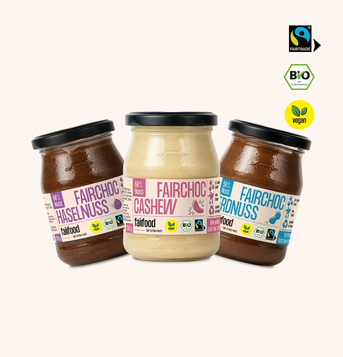 Schokocreme Geschenkbox drei Pfandglaeser mit Nuss Schokocremes