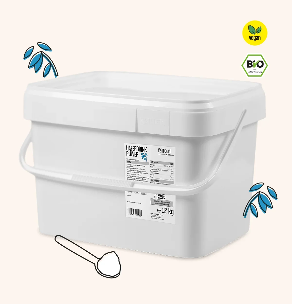grosser Pfandeimer Haferdrinkpulver