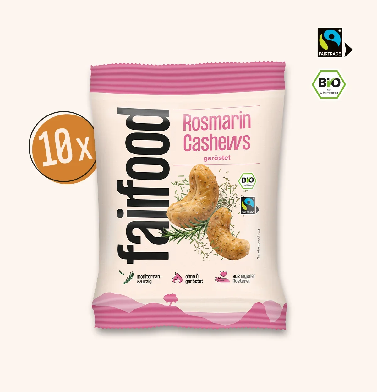 Rosmarin Cashews im kleinen Beutel