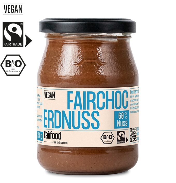 Hier siehst du die vegane Bio Erdnuss-Schoko-Creme von fairfood