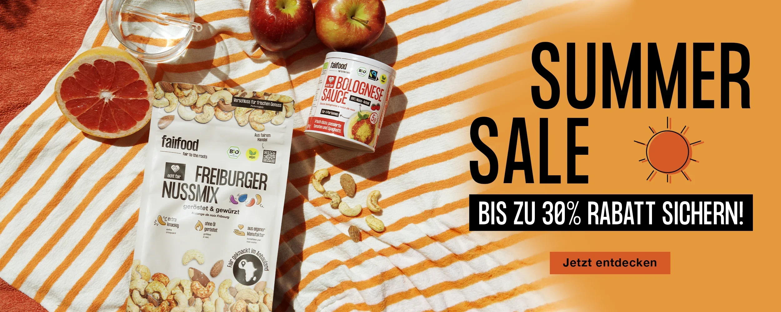 Summer Sale Produkte auf Picknickdecke 30% Rabatt