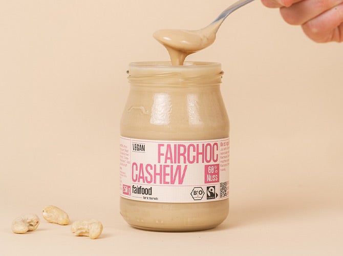 Hier siehst du die vegane Bio Cashew-Vanille-Creme von fairfood