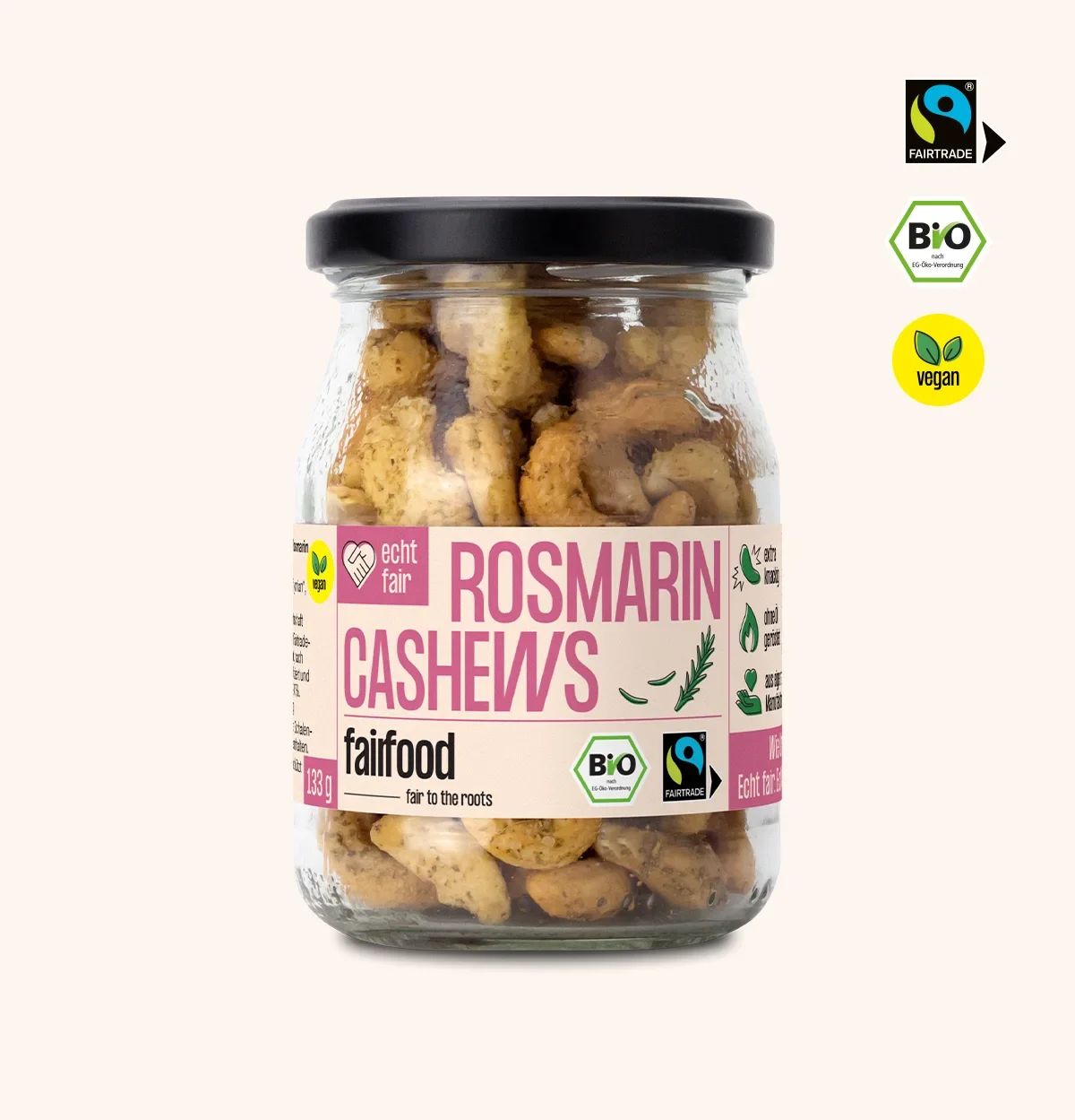 Rosmarin Cashews im Pfandglas