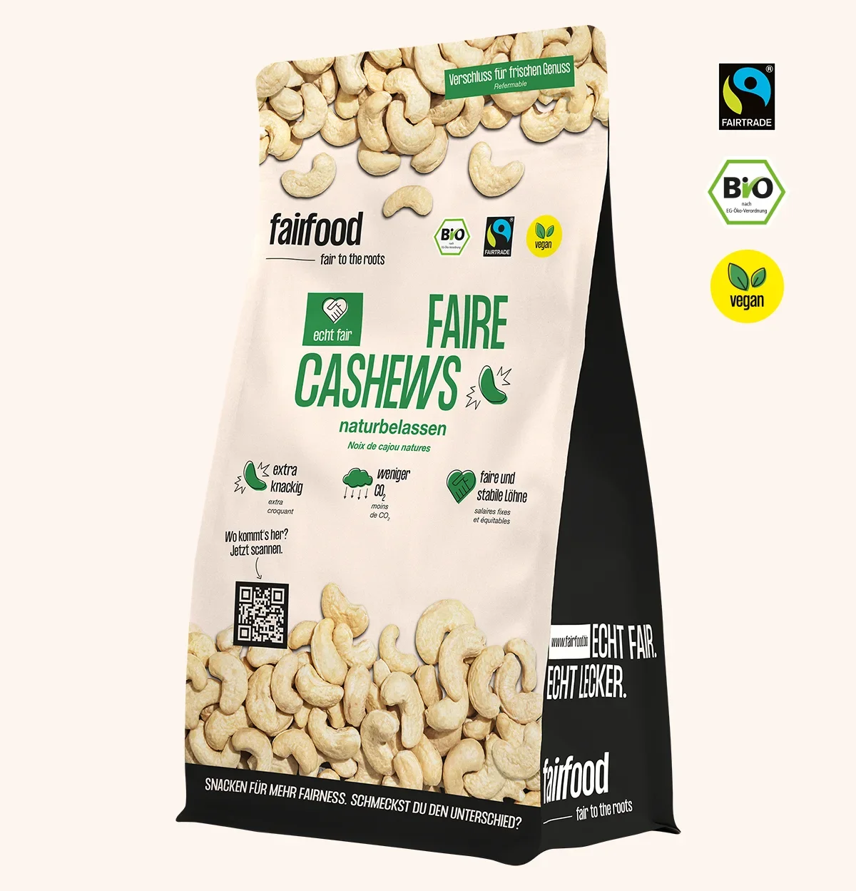grosser Beutel naturbelassene Cashews