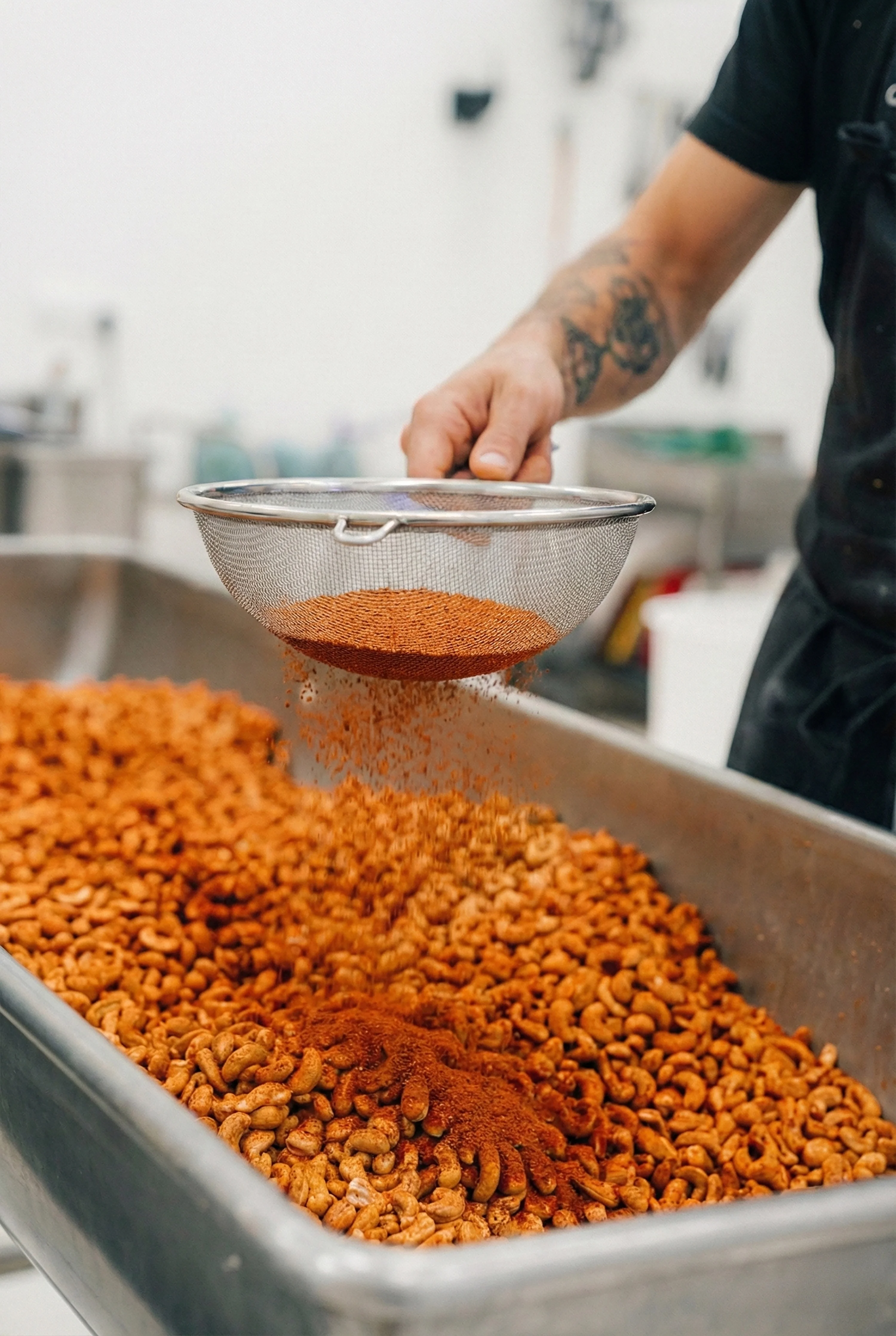 Cashews werden mit Chilipulver veredelt