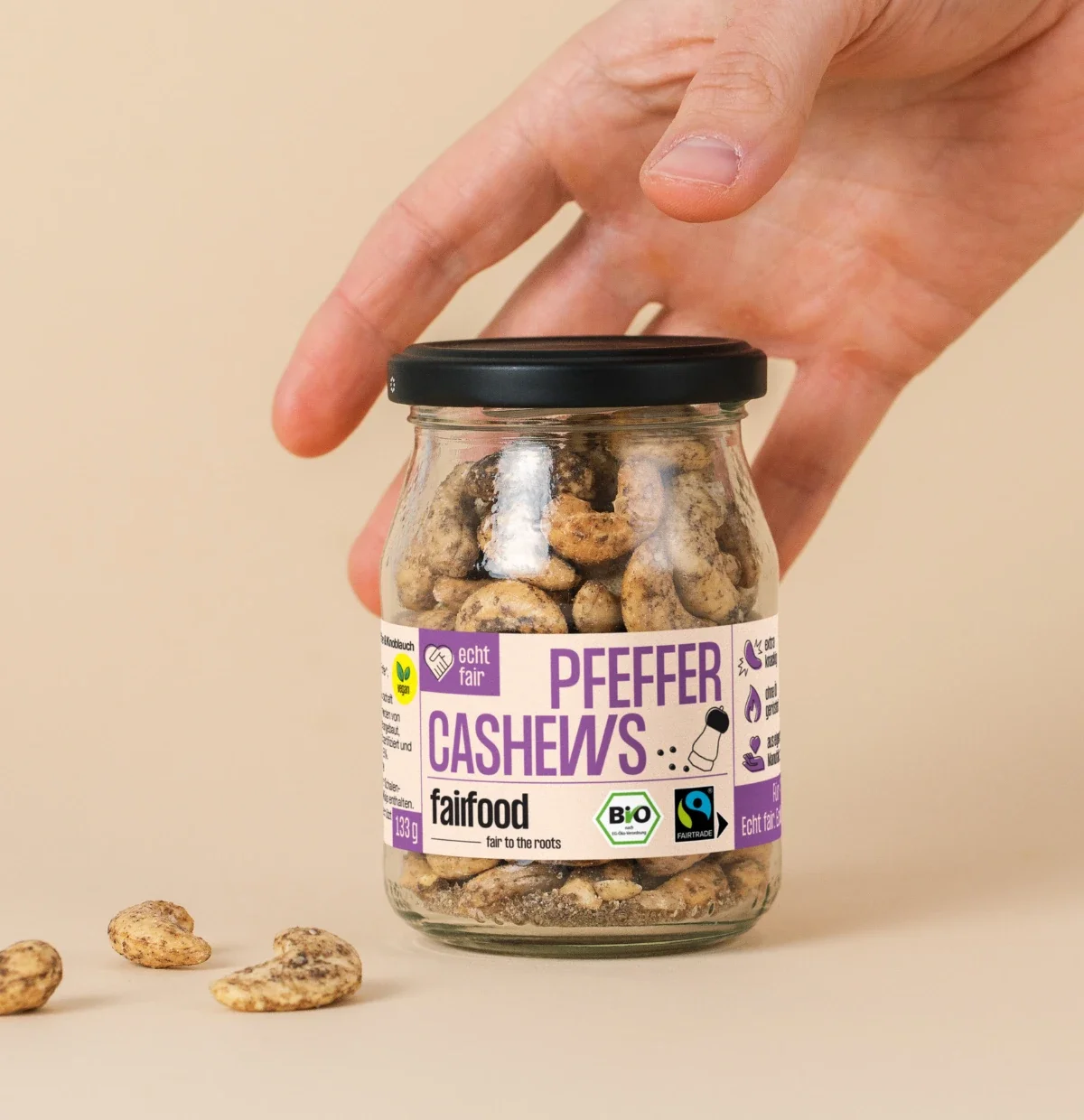 pfandglas mit pfeffer cashews