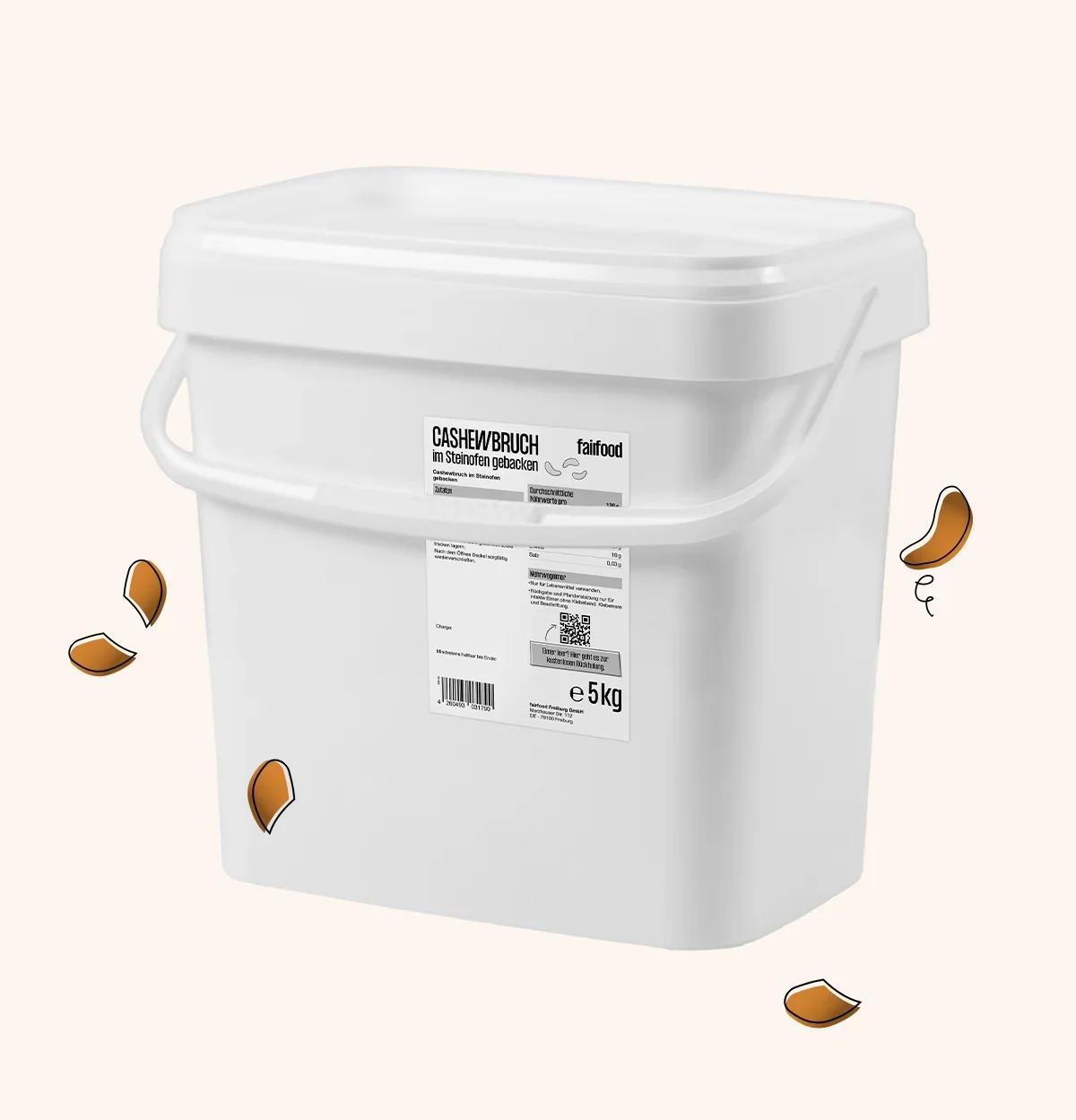 Steinofen Cashewbruch im Eimer