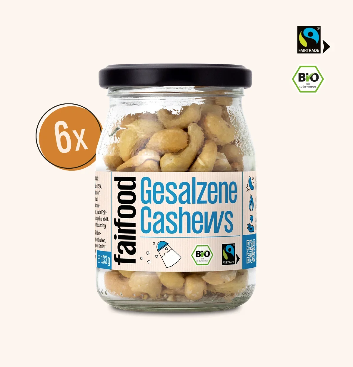 gesalzene Cashews im Glas