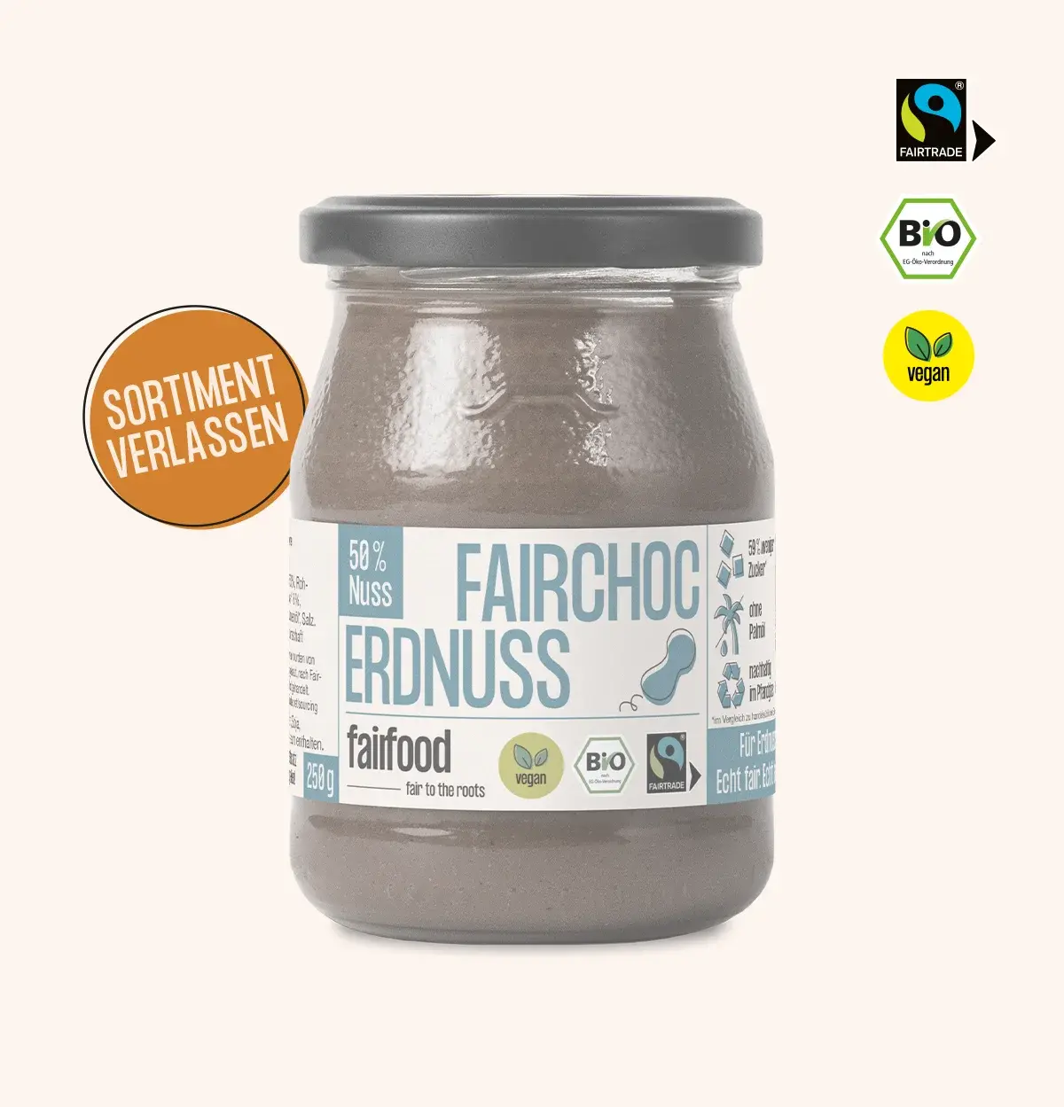 Glas Schokocreme Sortiment verlassen