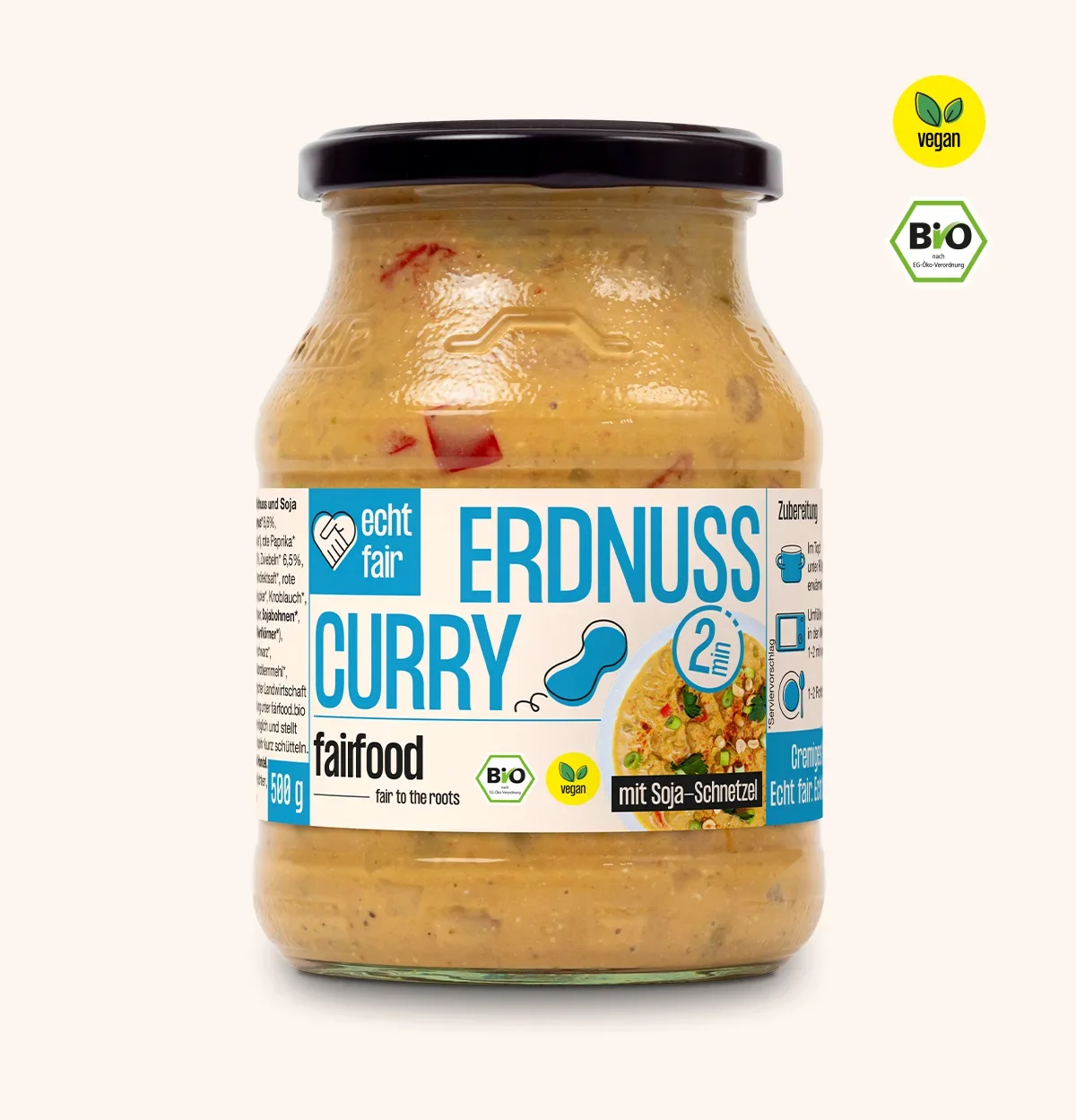 Pfandglas mit Fertiggericht Erdnuss Curry