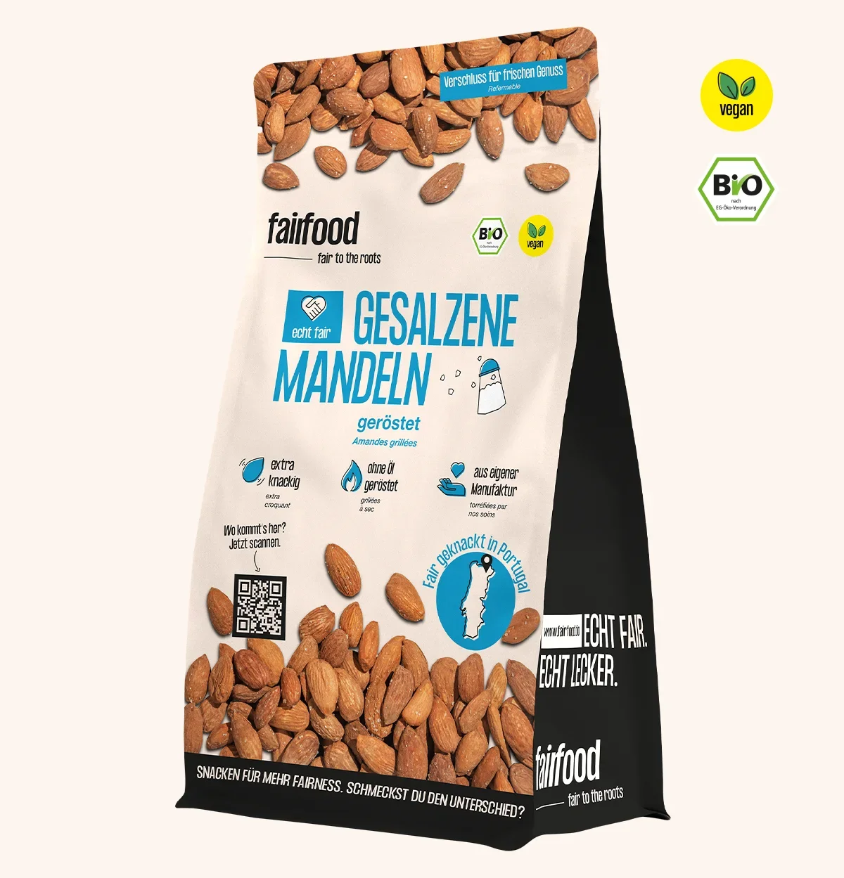 Bio Mandeln geröstet & gesalzen 500g grosser Beutel gesalzene Mandeln