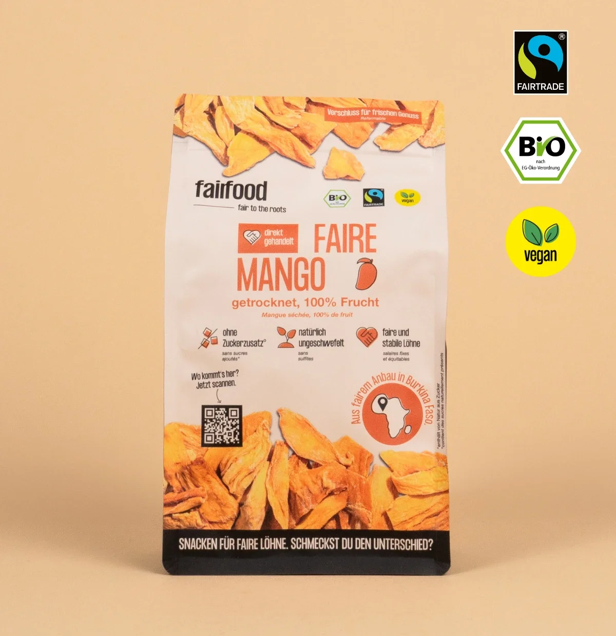 Bio Mango Faire Bio-Nüsse und Sojabohnen snacken | fairfood