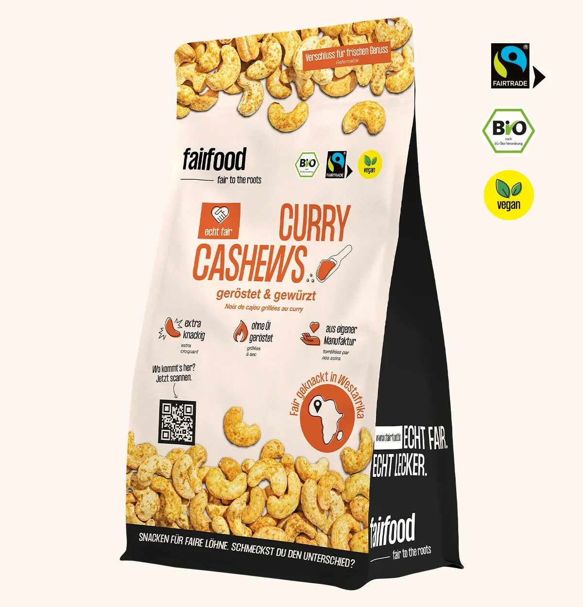 grosser Beutel Curry Cashews