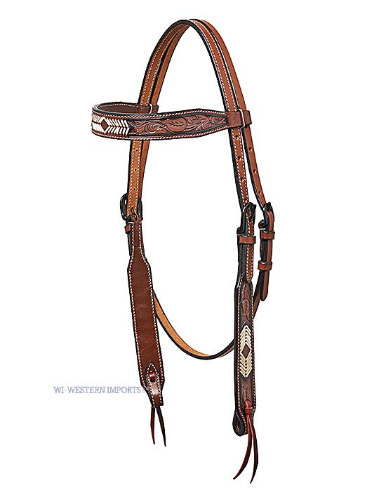 HORSEMAN´S TACK SET HEADSTALL /BREASTCOLLAR w./ ACORN TOOLING