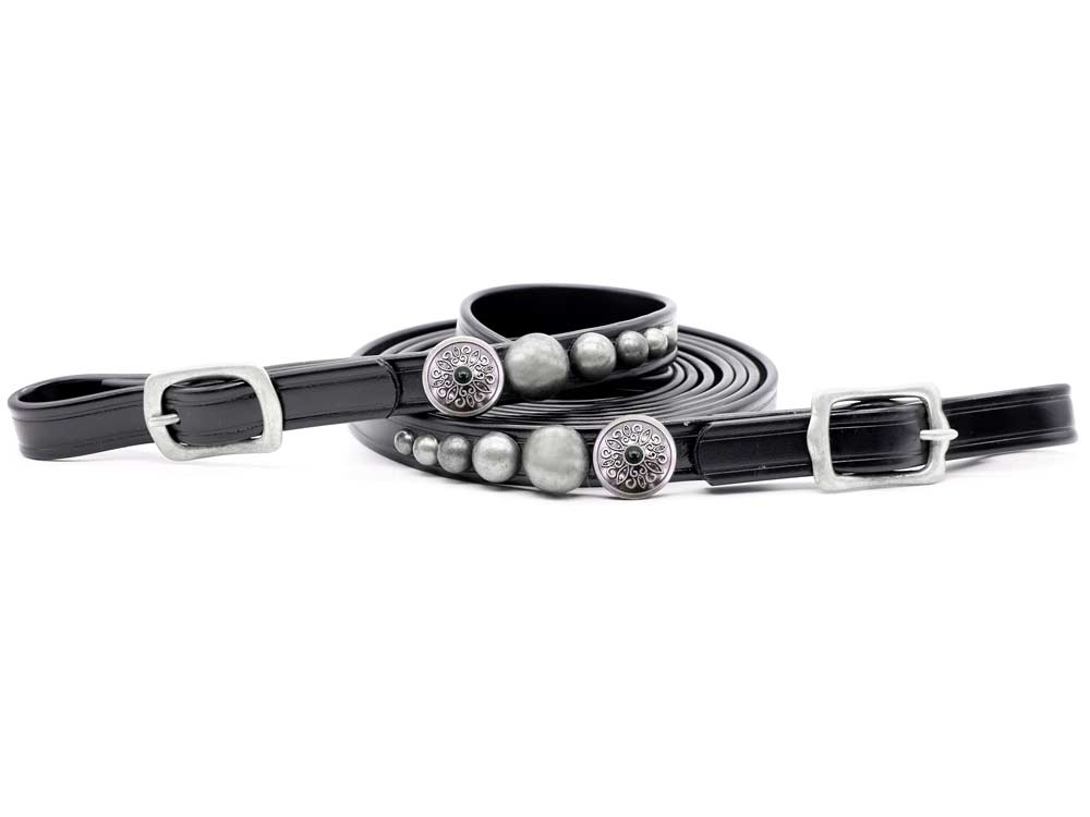 BioThane Zügel Barock silber & schwarz 18 mm zuegel_barock_silber1