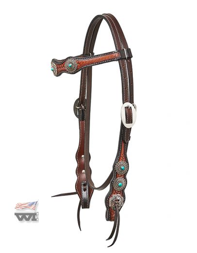 HORSEMAN´S TACK OLDSTYLE HEADSTALL w./ NAVAJO CONCHAS