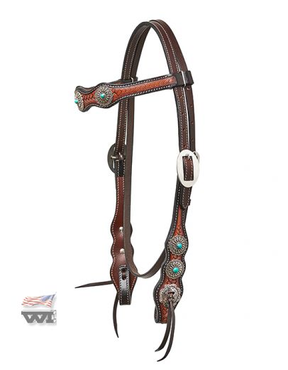 HORSEMAN´S TACK OLDSTYLE HEADSTALL w./ NAVAJO CONCHAS HORSEMAN´S TACK OLDSTYLE HEADSTALL w./ NAVAJO CONCHAS