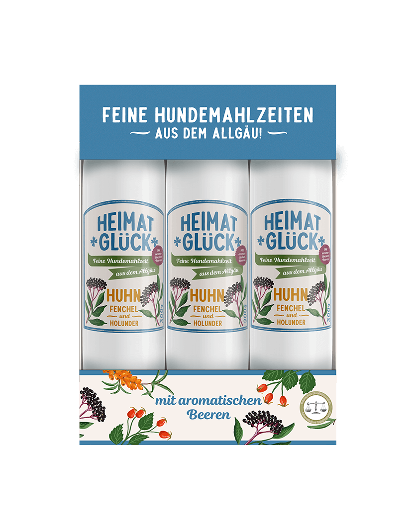 Heimatglück Trio Huhn mit Fenchel 3 x 300 g MHD: 10.07.2024 Heimatglück Trio Huhn mit Fenchel 3 x 300 g MHD: 10.07.2024