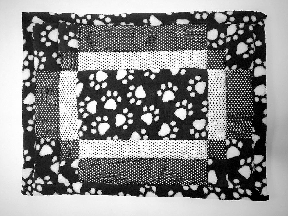 Patchwork Hundedecke Decke schwarz weiss