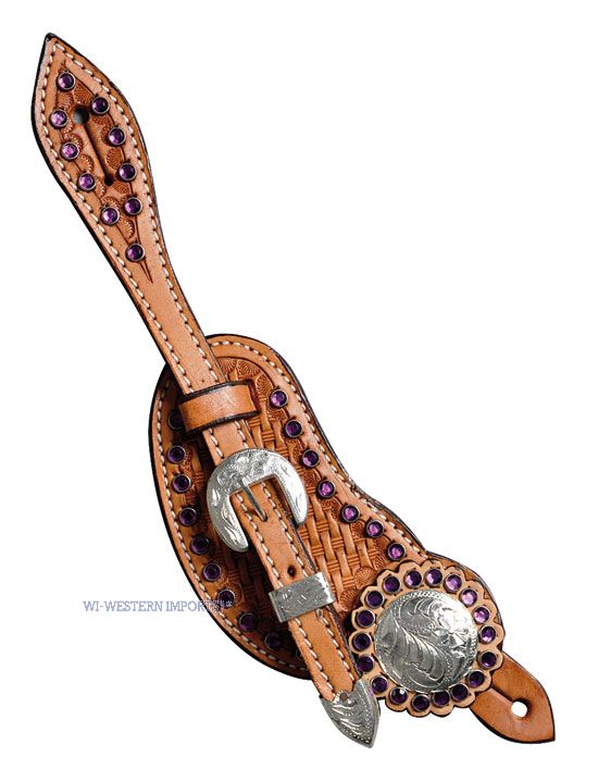 Sporenriemen Violet Stones Spurstrap Burgundy Stones SPS-D-156