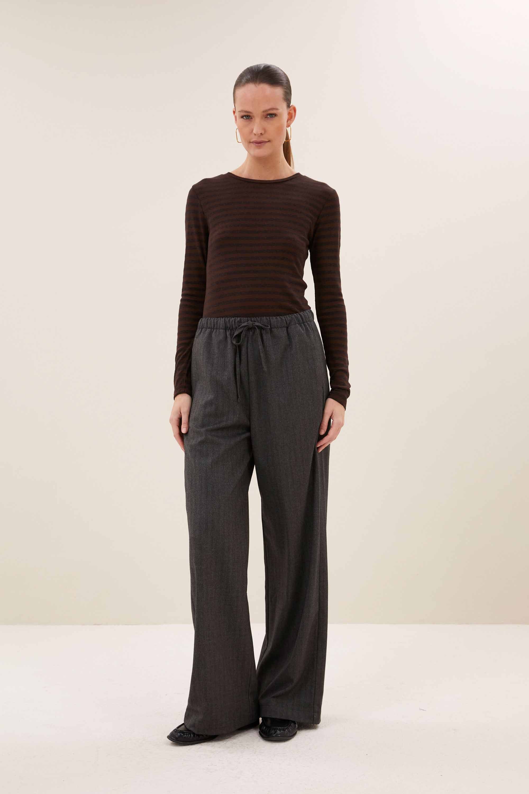 BY-BAR 26411102 BASIC LS MELANGE STRIPE TOP