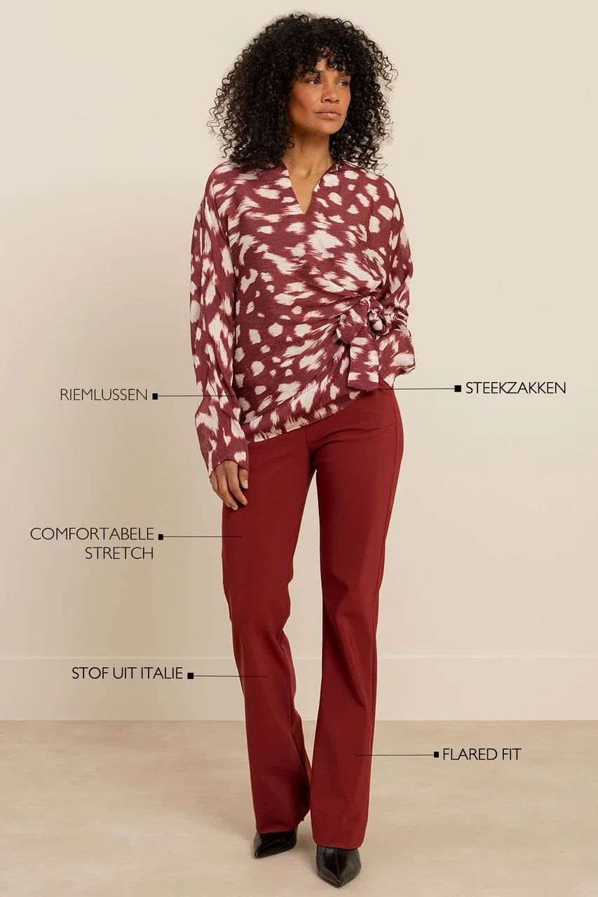 STUDIO ANNELOES 14293 Flair bonded trousers-red wine