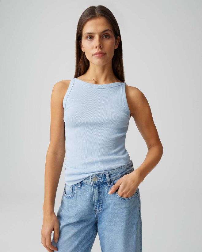 OPUS 10553510409106 Izli Strappy top van fijn geribd tricot-seasalt