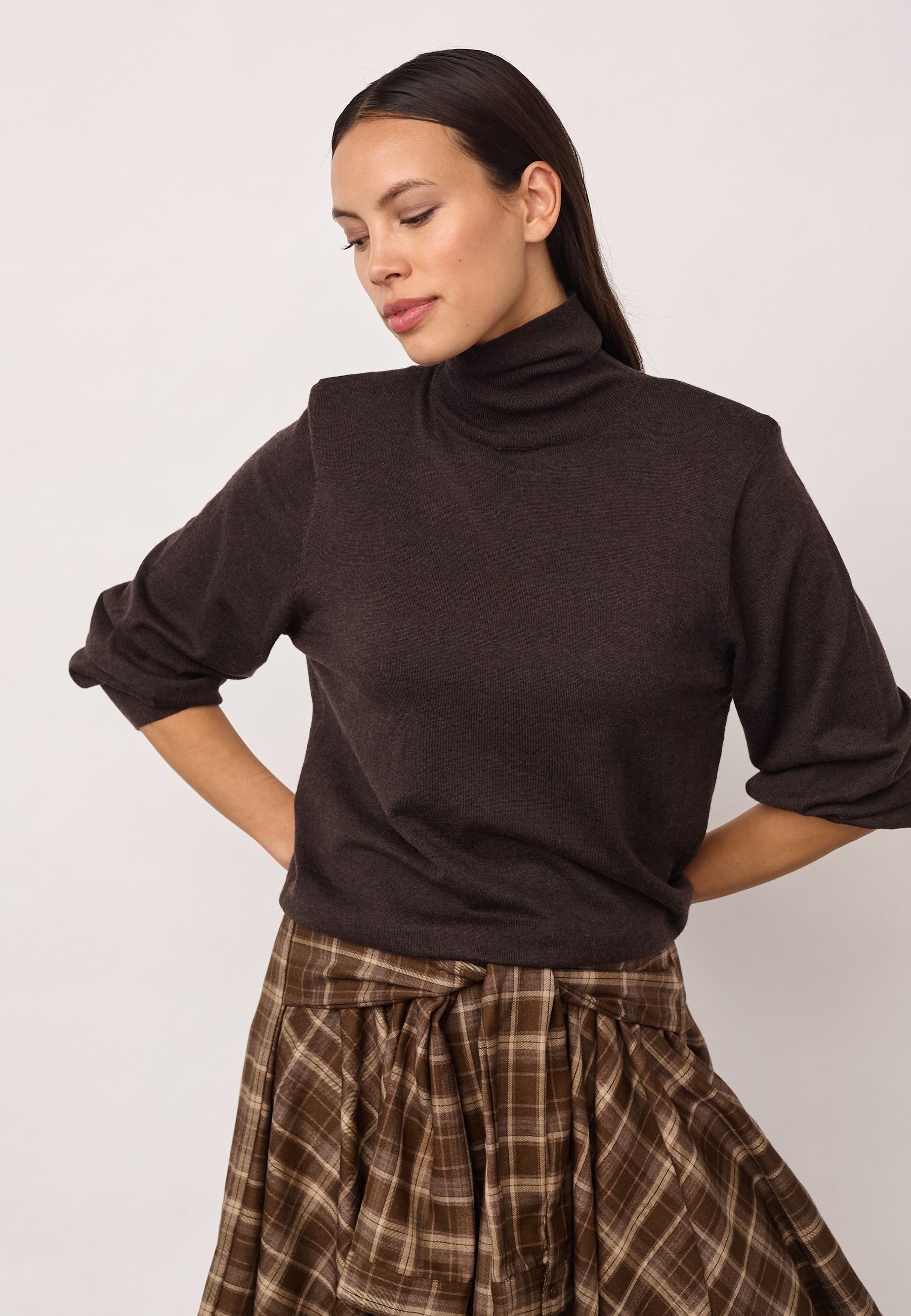CO'COUTURE 500213 CoryCC PadRoll-NeckKnit-DarkBrown