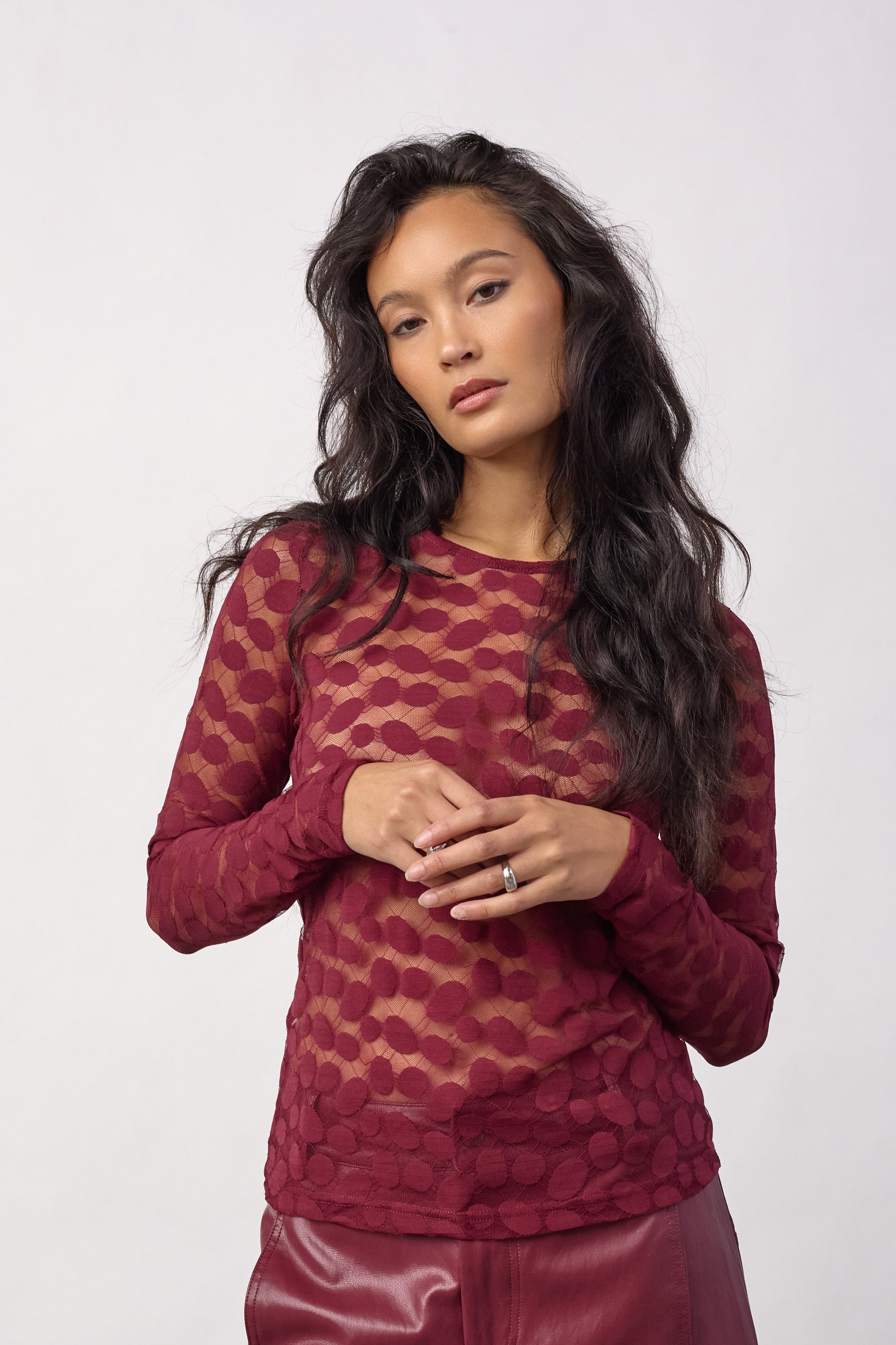 CO'COUTURE 500266 PenolaCC O-Neck Blouse-WineRed