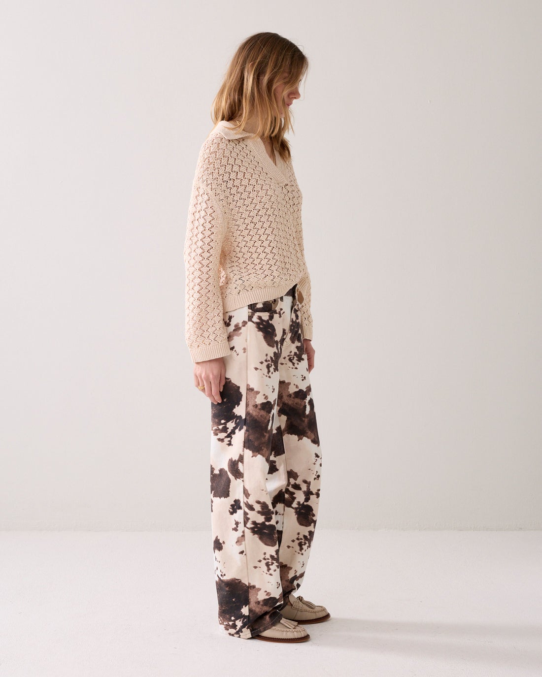 SUMMUM 4s2956-12435 Baggy rechte broek cowprint