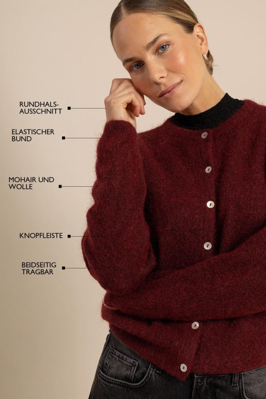 STUDIO ANNELOES 14408 Bibi cardigan-red wine