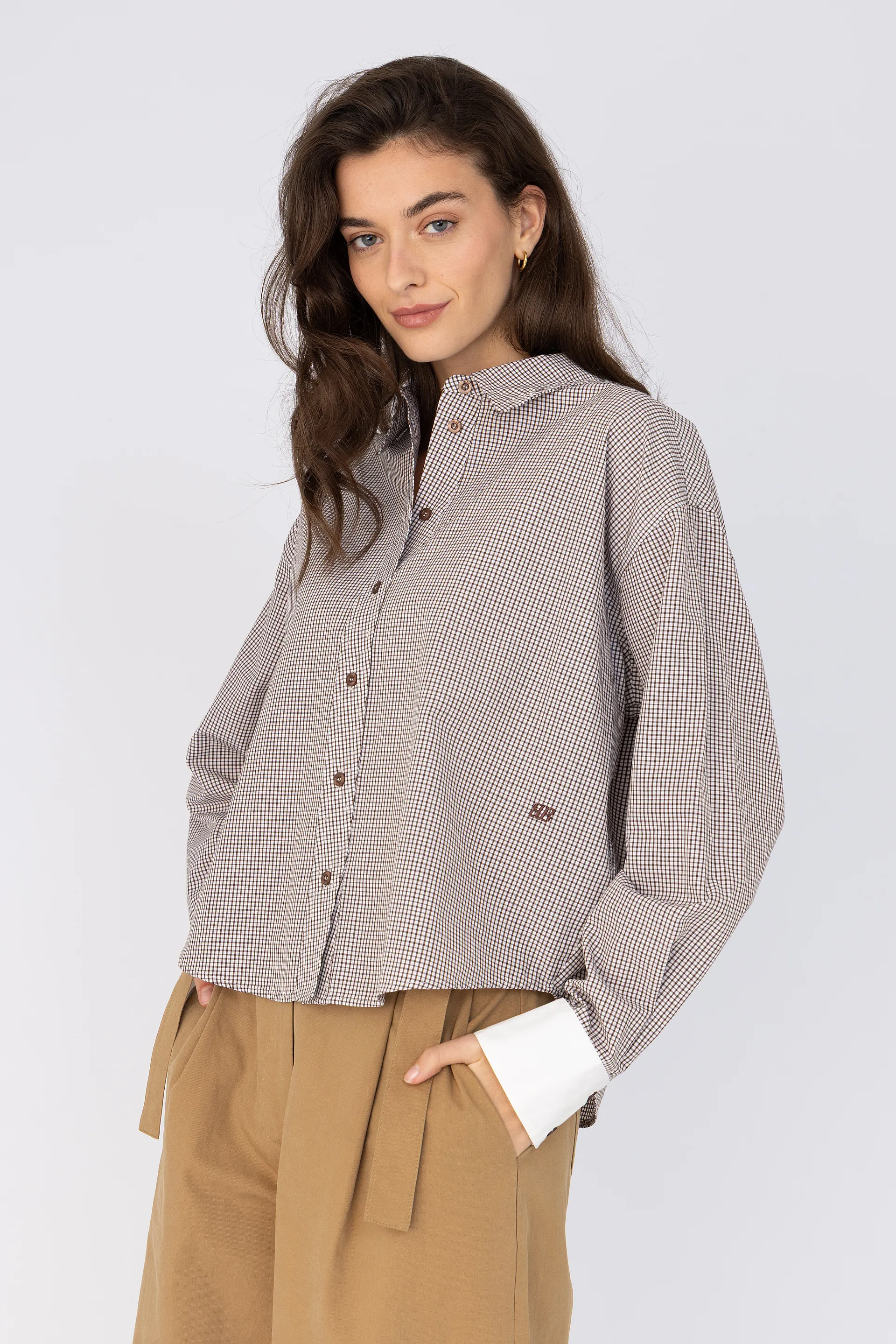 ANNA BLUE B33-05-SAM-1 Blouse Lange Mouw bruin