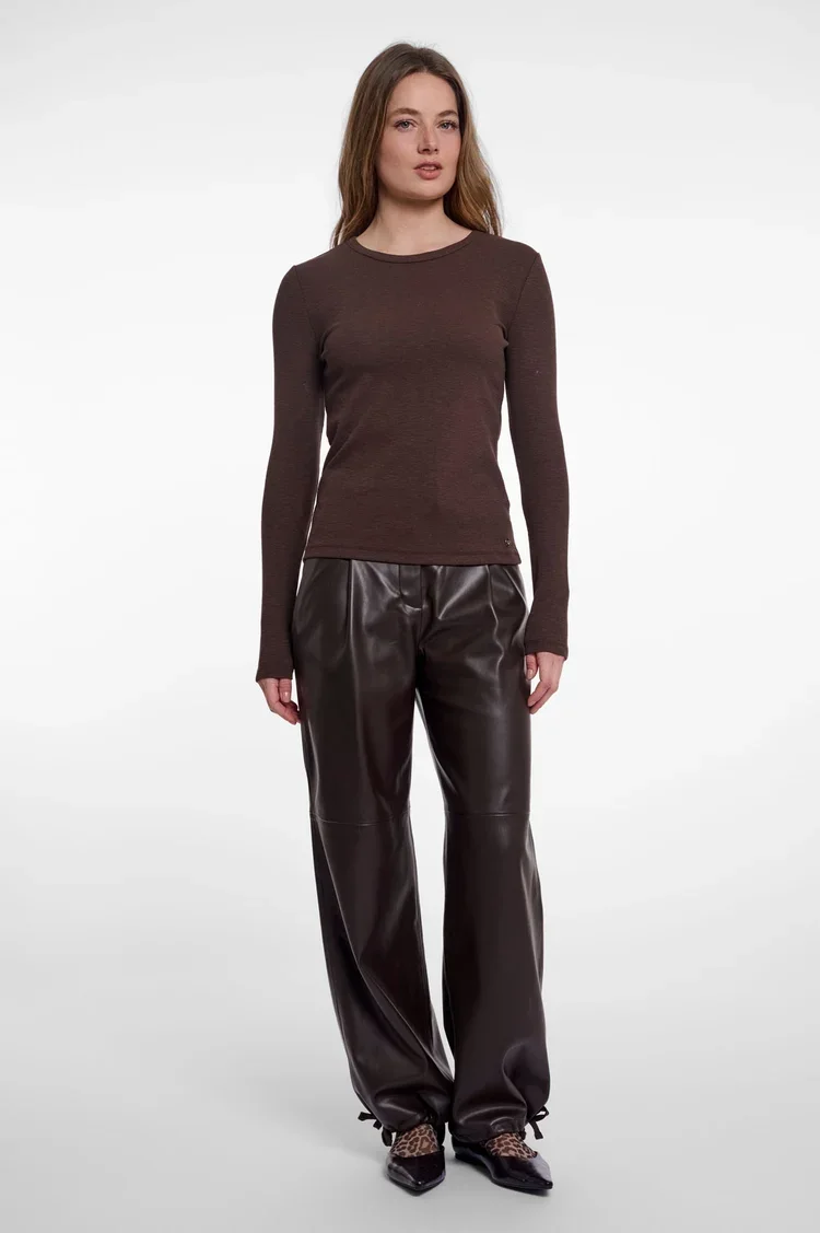 RINO & PELLE Idil.7002613 Crewneck long sleeve top-dark brown