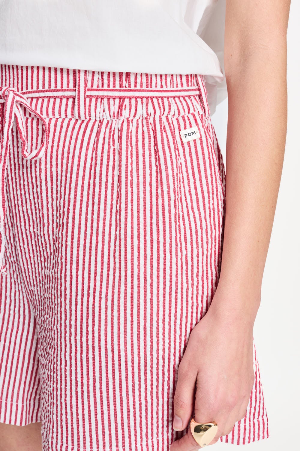 POM Amsterdam SP9596 SHORTS Seersucker Stripe-red