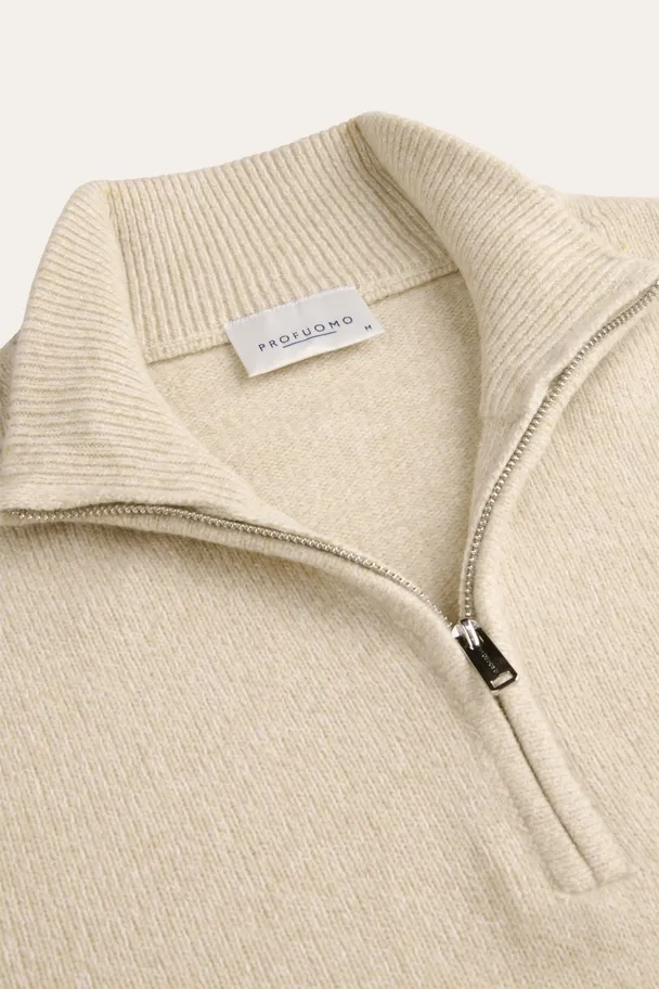 PROFUOMO PPXJ30047F Zand two-tone pullover half zip