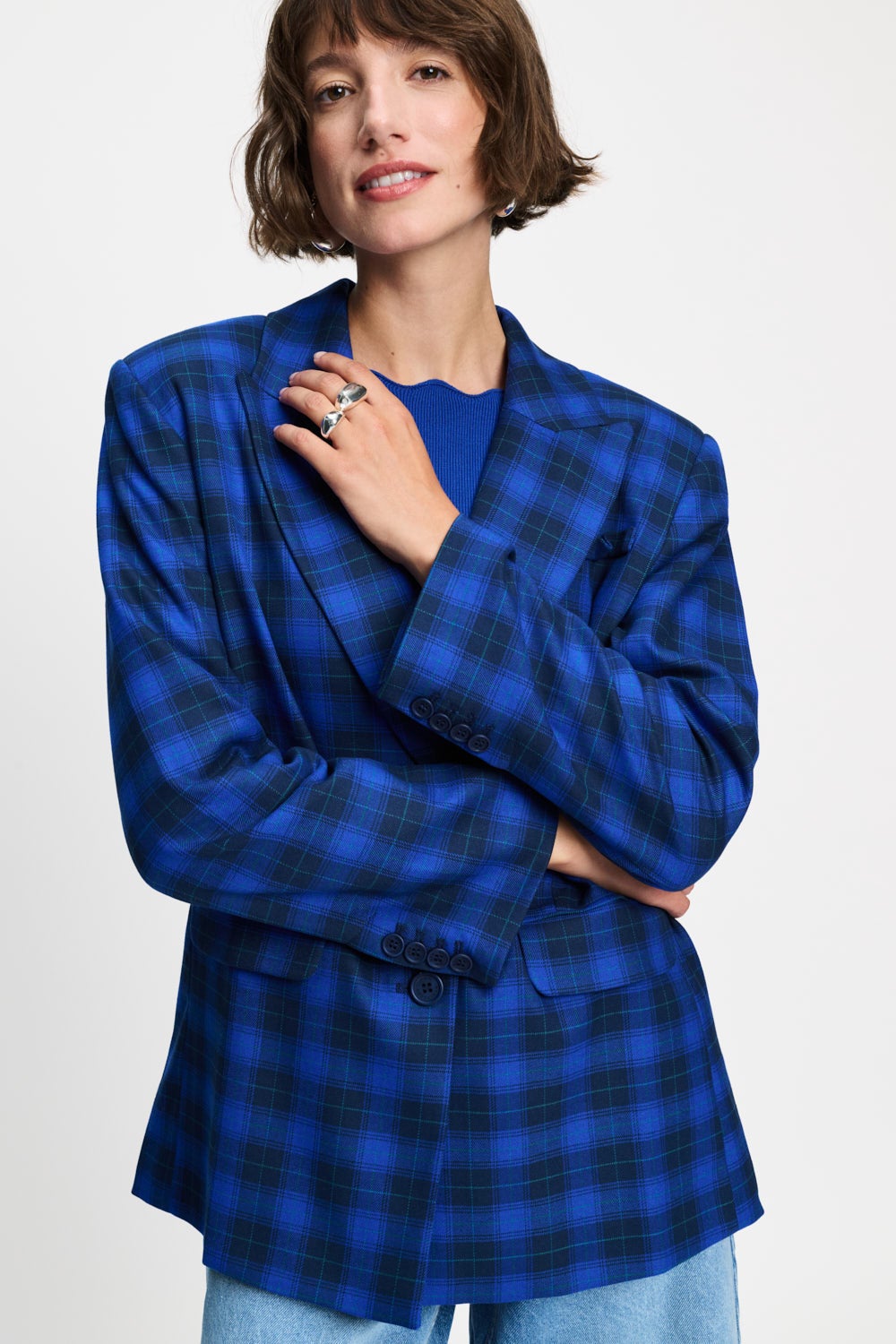 POM SP9787 BLAZER - Laurie Check Blue