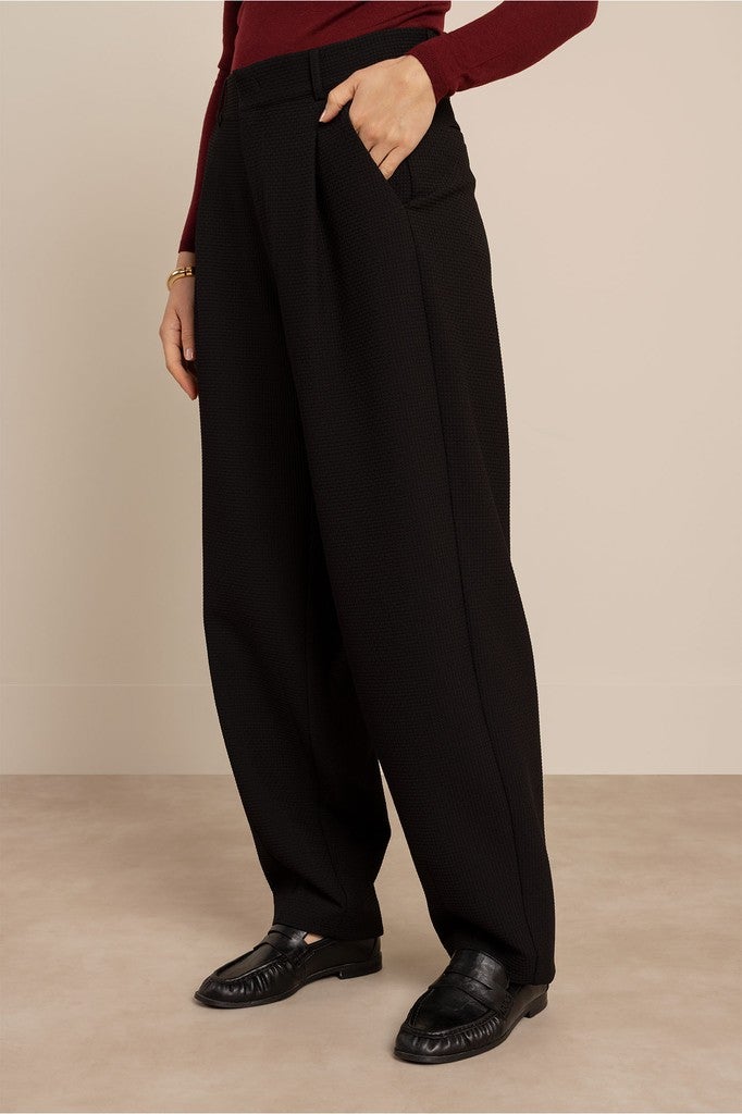 Studio Anneloes 14328 Miley waffle trousers - black