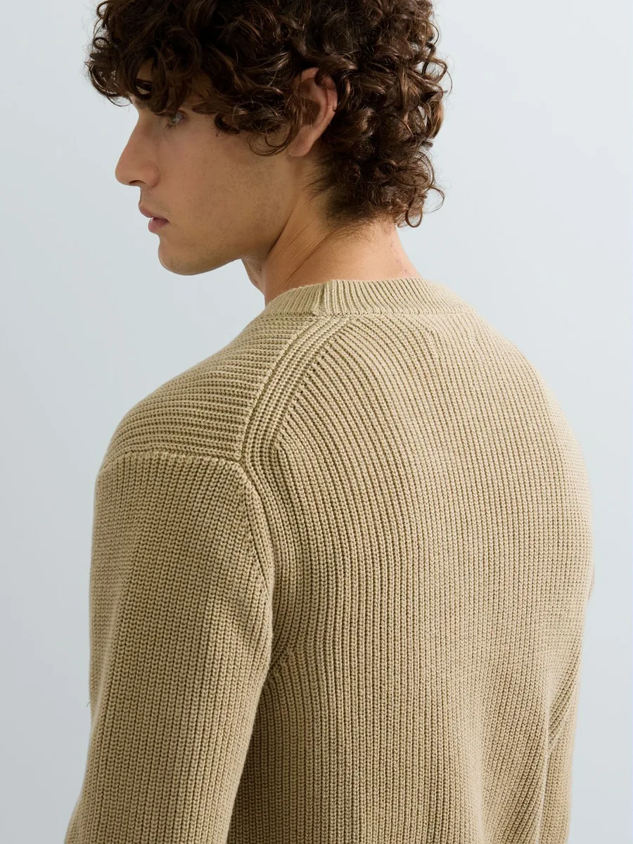 REPLAY UK00AY.000.7246X rib knit cotton pullover-sand