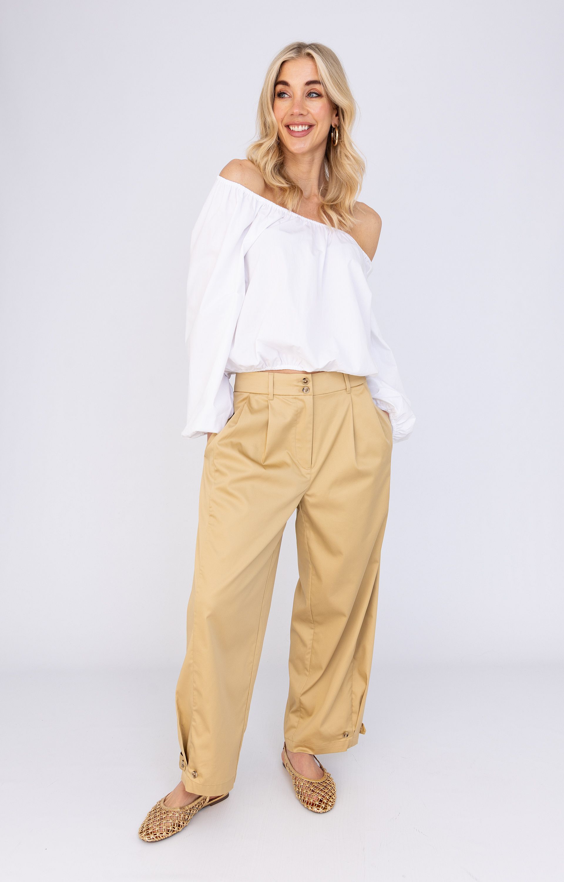ANNA 80a02-03511 Broek met bandplooi