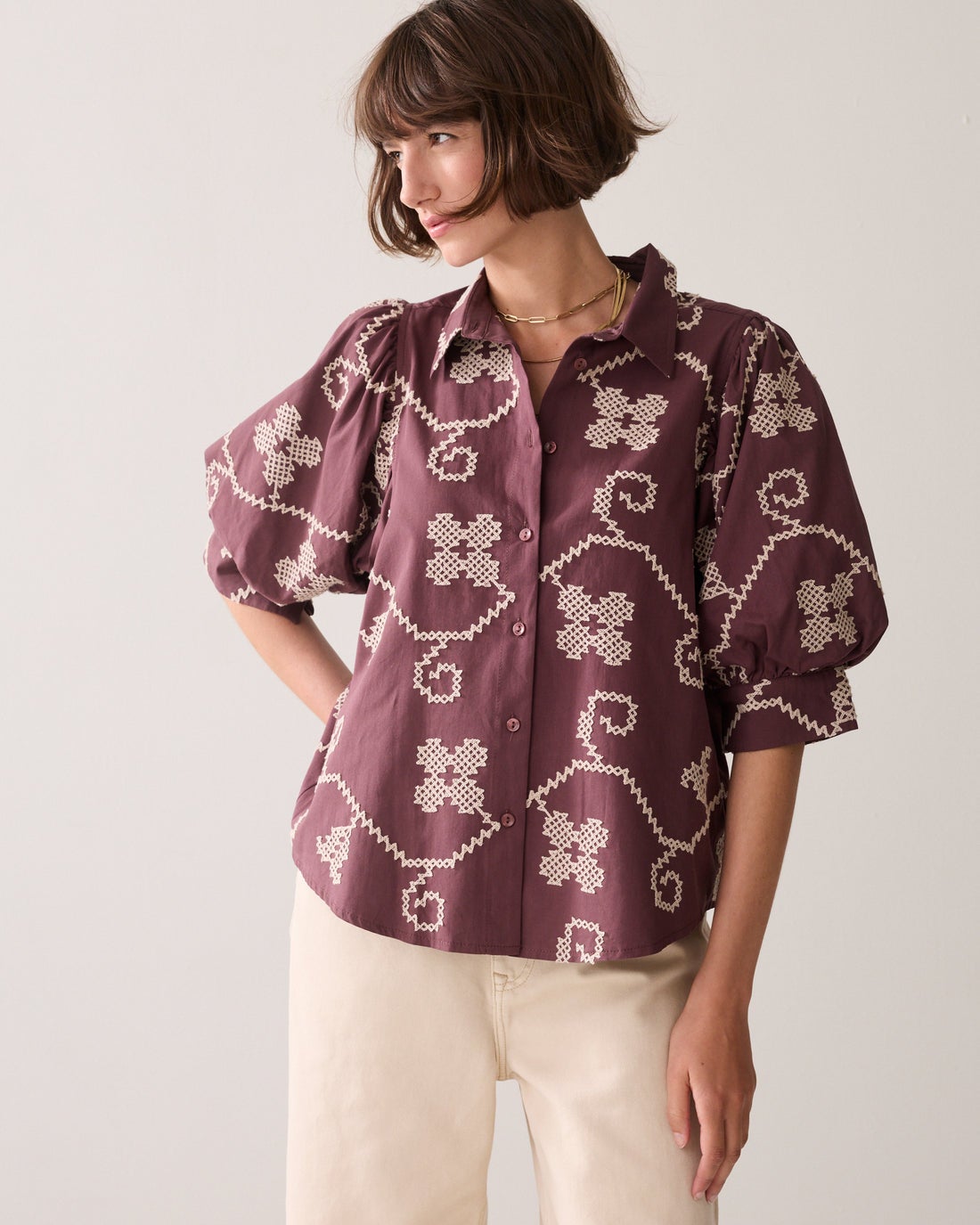 SUMMUM Geborduurde blouse 2s3500-12446