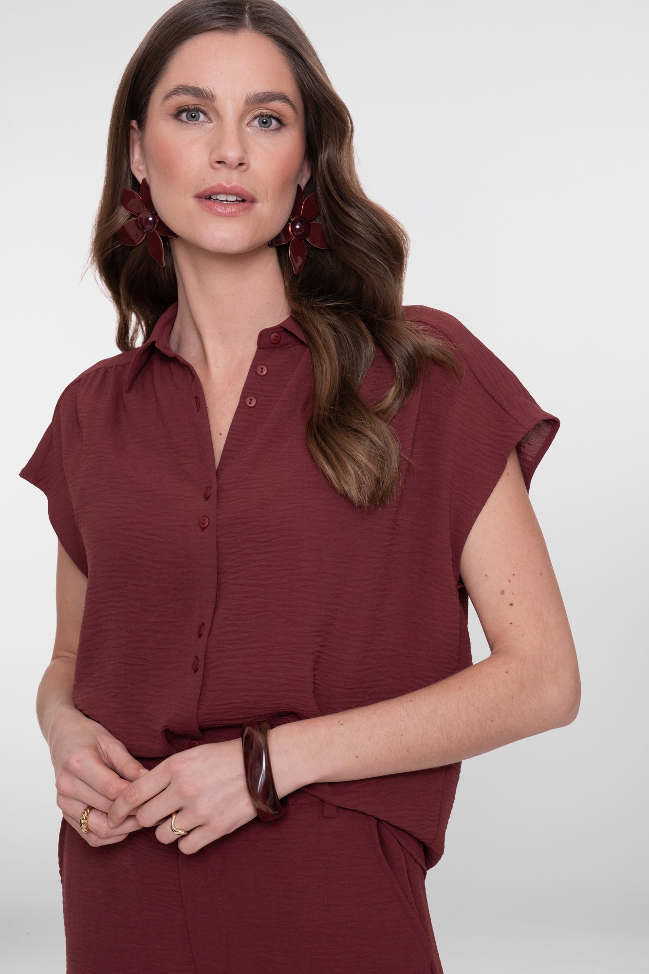 GEISHA burgundy blouse met korte mouwen 63140-21