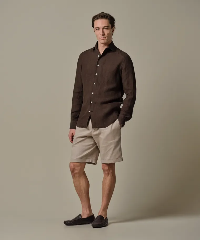 PROFUOMO PPXH10041C SHIRT ONE PIECE SF- dark brown